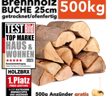 Brennholz Kaminholz Feuerholz Buche 500kg auf Palette / 25cm ofenfertig gesägt gespalten getrocknet