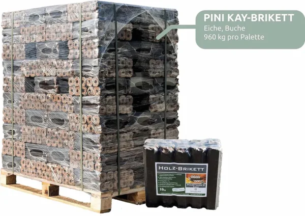 Pini Kay Eichenbriketts 100% ohne Zusätze 960 kg pro Palette von holz4home®